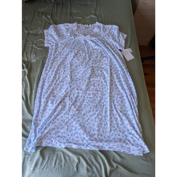 NWT Lanz of Salzburg Tulip Knit Waltz Nightgown - Blue Tulips  size XS - Picture 1 of 9